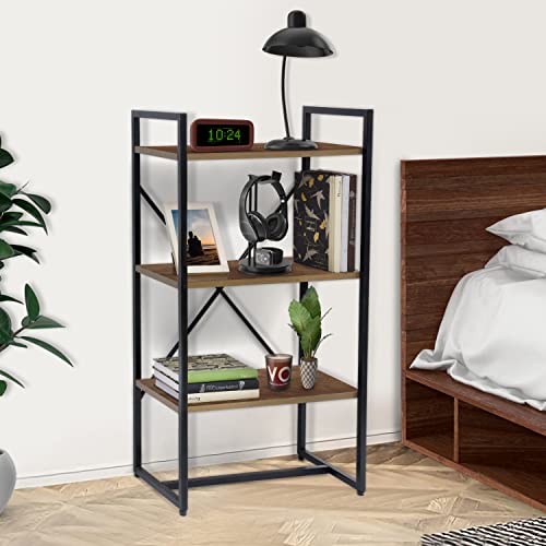 Image of About Space 3-Tier Book Shelf (3.5 ft) - Multipurpose Wooden Utility Rack with Metal Frame & Adjustable Bush - DIY Open Display Rack /Shelf Storage Organizer Stand