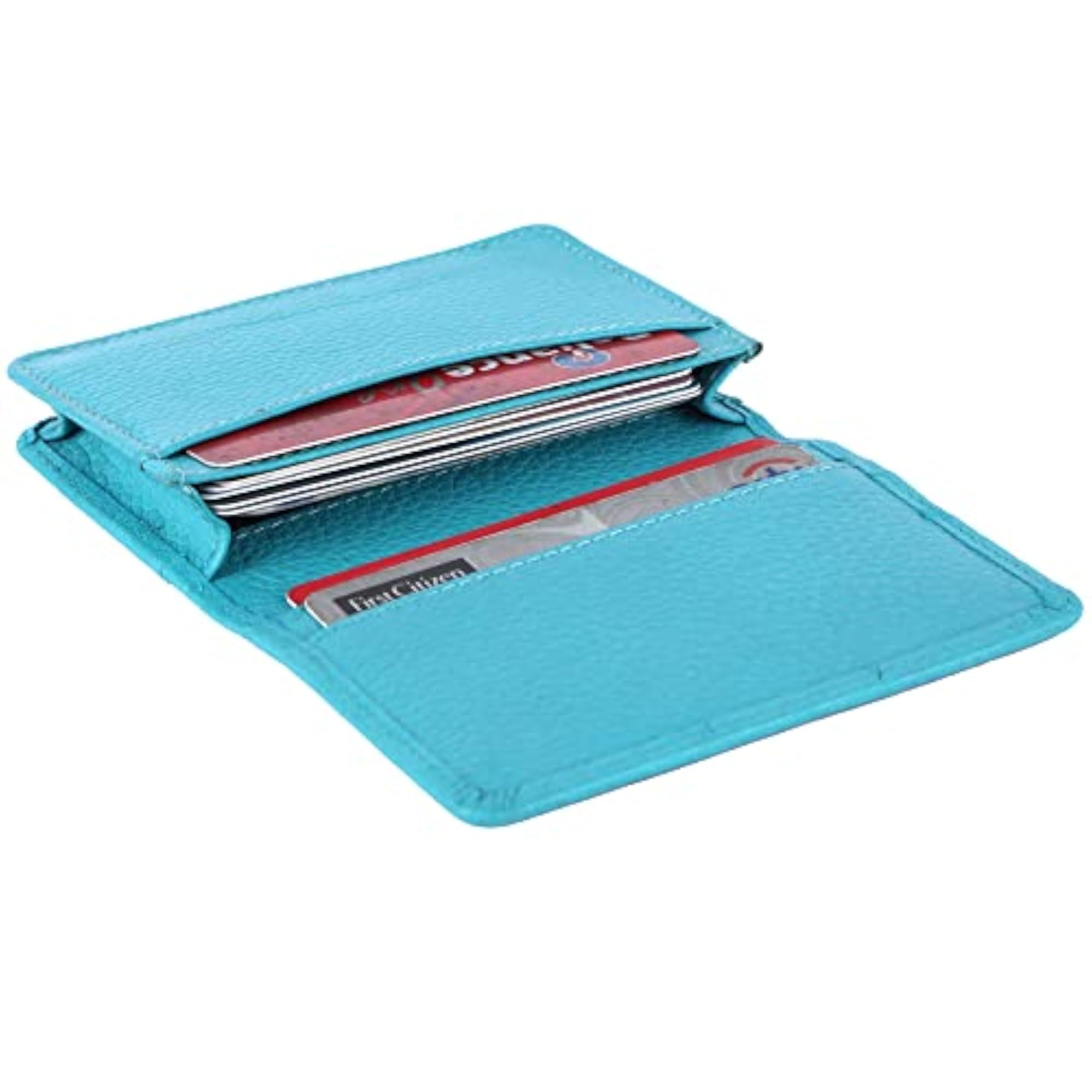 Leather Card Holder Wallet for Men, Turquoise