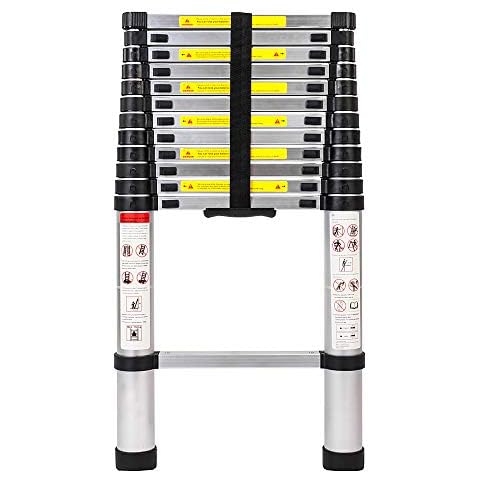 Senrob 12.5 FT Aluminum Telescopic Extension Ladder,Extendable Folding Multi-Purpose Ladder Max 330 lbs. Capacity Cover