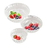 WHW Whole House Worlds Crosby Street Bowls, juego de 3, estilo vintage, vidrio transparente, 7, 5.25 y 4.5 pulgadas de diámetro