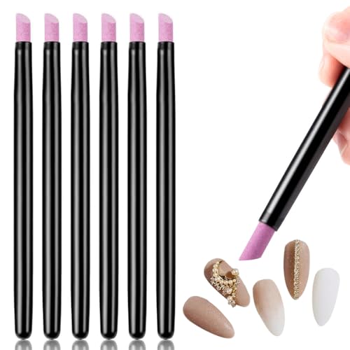 UEAVOID 6 piezas de lima de uñas de piedra de doble cabezal de cuarzo, herramienta para quitar cutículas, cortar, pulidor, herramienta de manicura 6pcs