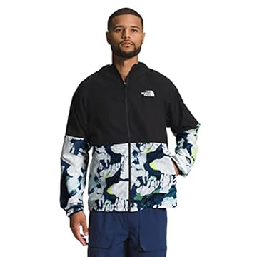 THE NORTH FACE Casaco masculino com capuz 2.0 estampado, peso voador, TNF, preto/azul marinho, estampa floral abstrata, tamanho GG, Tnf Preto/Summit Navy Impressão floral abstrata, GG