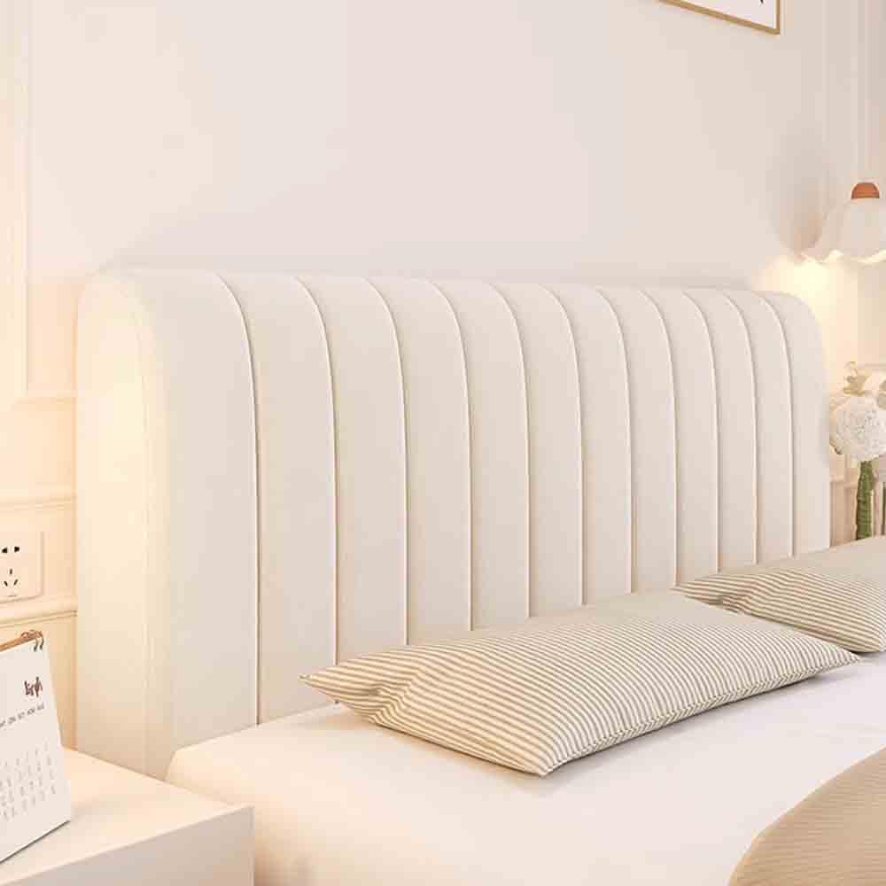 Copri Testata Letto Matrimoniale 180 cm, Elasticizzato Copertura Testata Letto Con Imbottitura In Cotone PP, Beige Headboard Cover Antipolvere, Lavabile