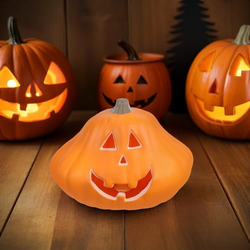 Lampe citrouille Halloween lumineuse plastique orange suspendu - 5