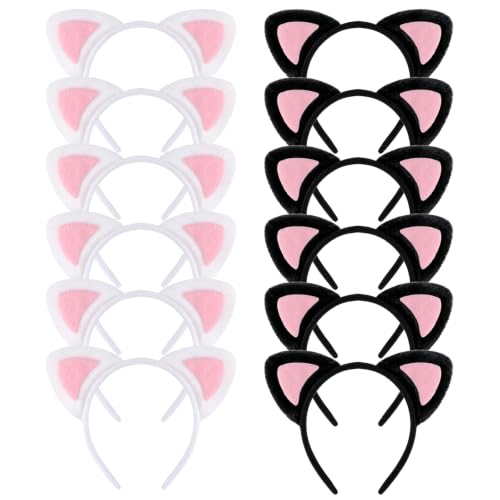 YARIEW Cat Ears Headbands for Women 12 Pack Animal Cat Headbands Costume