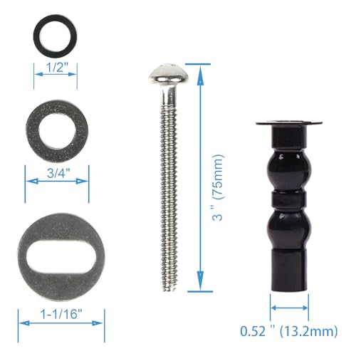 Hibbent 6 Pack Universal Toilet Seat Hinges Screw - Blind Hole Fixings Expanding Rubber Top Fix Nuts for Top Mounting - 3 Pairs With Two Expandable Ball - image 5
