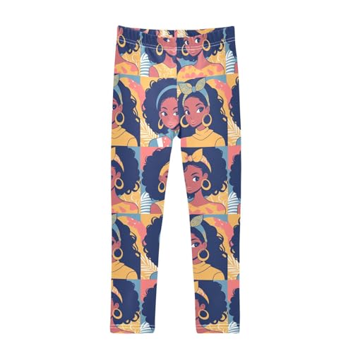 KLL Beautiful African Woman Little Girls Active Leggings Comfortable High Waisted Sweatpants Gym