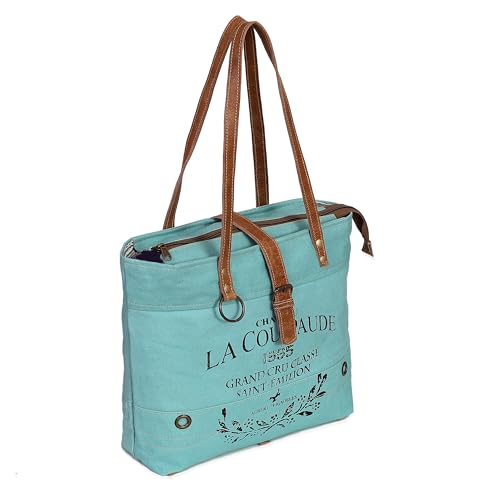 Image of CREATIVE LEATHER ART La Couspaude Upcycled Canvas Tote Bag for Women