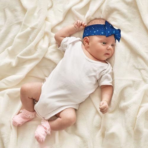 Blue star pattern Baby Bow Headband. Comfortable baby headband, suitable for daily wear and photo props.4