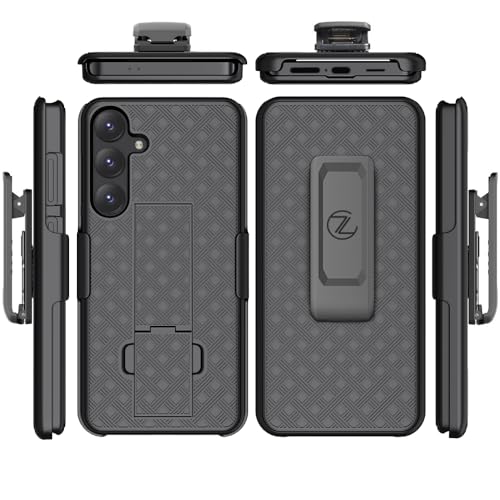 ZASE Compatible with Samsung Galaxy S25 & S24 5G (6.2-inch) Holster Belt Clip Phone Case Tough Super Slim Rugged Protective Cover Armor Defender Strong Clip Kickstand (Black Holster Combo Case) by Zase - Image 3
