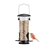 Comedero Pajaros Silvestres, Comedero Aves Colgante de 21,5 cm para Jardín Terraza Balcón - Plástico y Alambre de Acero