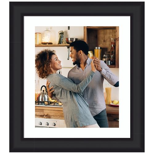 Amanti Art 20x24 Picture Frame Matted to 16x20, Oliver Black Wood Framing for your Wedding Photos, Family Pictures, Diploma, Certificate, Kids Art Gift for Mom or Poster Wall Decor