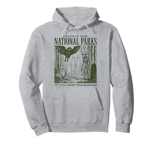 Protect Our National Parks Mothman Cryptid Weirdcore Horror Pullover Hoodie