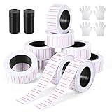 Lineba MX5500 Price Tag Gun Label Stickers Kit, 10 Rolls 5000pcs Label Stickers & 2 Piece Refill Ink Rolls, White Price Gun Labels and Extra Ink Rollers for Office, Retail Shop or Organization Marking