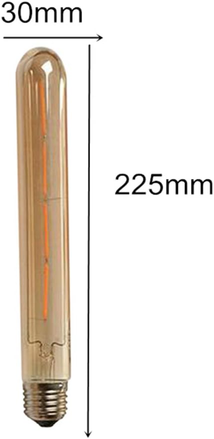 T225 Vintage LED Edison 4W Dimmable LED Tubular Filament Bulb 4 Watt(40W Equivalent) Long Tube Vintage LED Light,E26/E27 Medium Socket Base,Amber Glass,Warm White 2300K,320LM,6 Pack