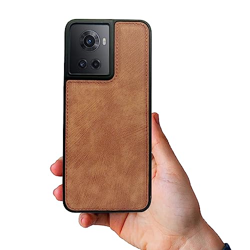 Image of A rtistque Premium Pu Leather Back Cover Case for Oneplus 10R 5G | Drop Protection | Raised Camera Edges - Brown