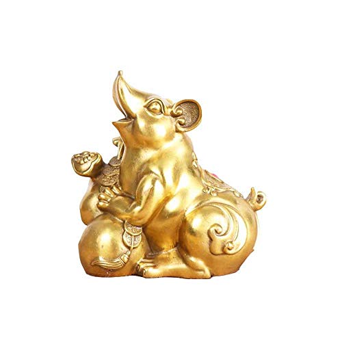 Figurine de Rat du Zodiaque en Laiton - Cadeau Traditionnel Chinois Feng Shui de Richesse