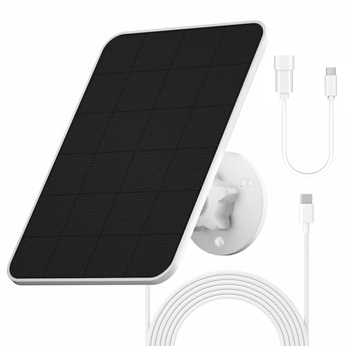 Image of Solar Panel for eufy Camera,Security Camera,5V 4W Solar Panel for eufyCam 2/2 Pro,2C/2C Pro,E,soloCam E20/E40 Spotlight,IP65 Waterproof USB-C Solar Panel Charger for eufy with Micro USB & Rubber Plug