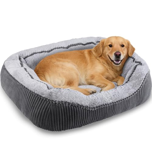 Dog Beds for Small Medium Large Dogs & Cats. Washable Pet Bed, Orthopedic Dog Sofa Bed, Soft Calming Sleeping Warming Puppy Bed (Grey, Medium-(25’’x 21’’x 8’’))