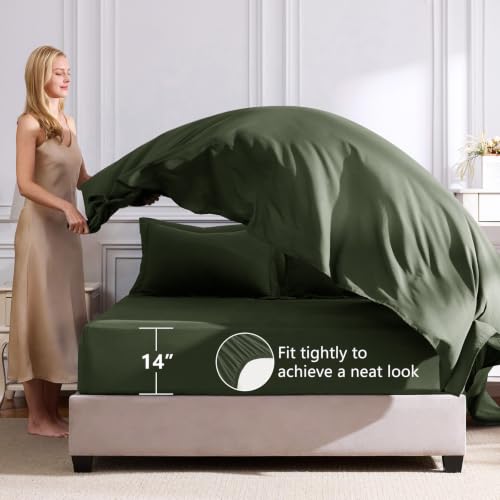 Image of CozyLux Full Size Comforter Sets Dark Green - 7 Pieces Bed in a Bag Full, Luxury Soft Bed Set for All Seasons, Bedding Set with Down Alternative Comforter, Sheets, Pillowcases & Shams