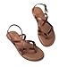 Colgo Women's Summer Strappy Flat Sandals, Adjustable Casual Fisherman Sandal with Open Toe Slingback Gladiator Sandals (10,Coffee)