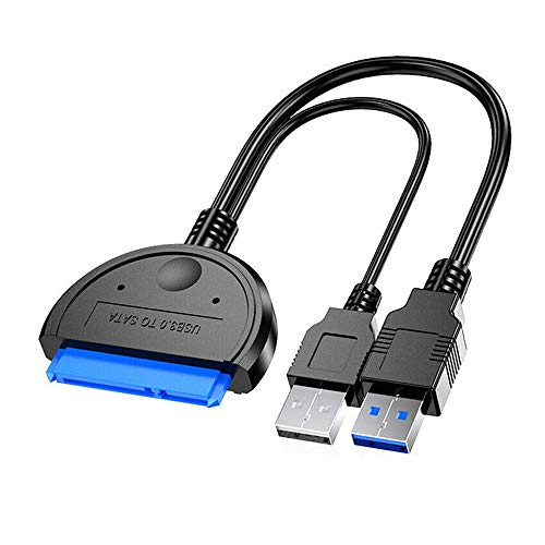 WSDMAVIS 1Pcs USB 3.0 to 2.5" SATA III Hard Drive Adapter 2.5 Inch SSD HDD Converter with Dual USB Port Data Cable Support UASP