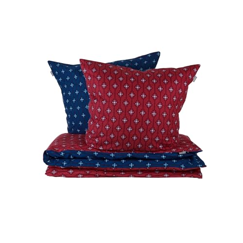 Schiesser Bettwäscheset Nahla - Feinbiber - 2-teilig - 135 x 200 cm - Rost-Dunkelblau