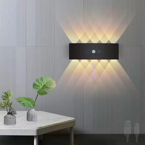 Aplique de pared LED con sensor de movimiento y bateria recargable por USB para salon