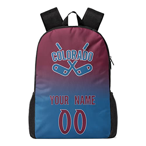 Colorado Custom Backpack High Capacity,Laptop Bag Travel Bag,Add Personalized Name And Number£¬Gifts For Ice Hockey Sports Fans