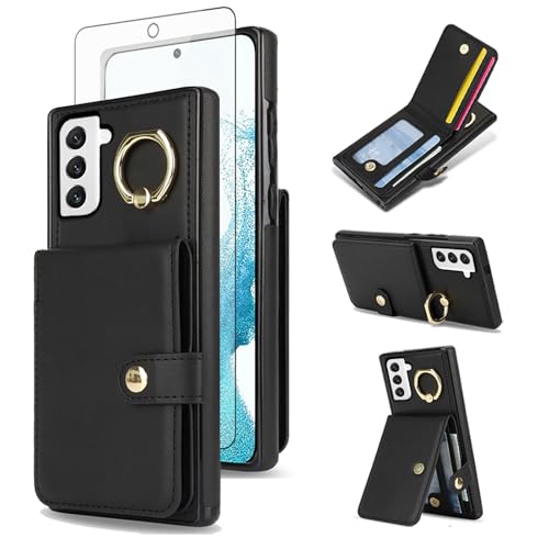 Coque Samsung S22 anti-piratage RFID avec étui portefeuille fin et protège-écran inclus