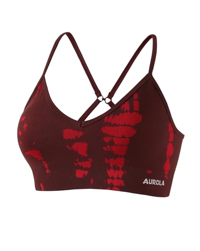 Image of AUROLA Serpent Seamless Sports Bras for Women,Backless Padded Strappy Workout Gym Yoga Crop Tops