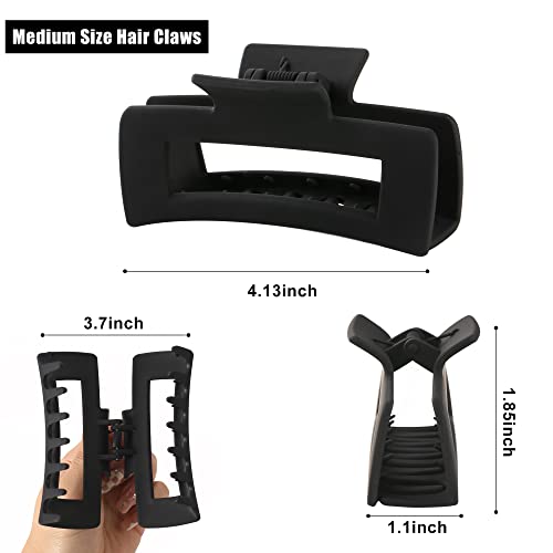Women's Large Hair Clips, 4 Rectangular High Elasticity Claw Clips, Rectangular Hair Clips, Fashionable Hair Clips, Non-Slip Hair Clips For Thin And Thick Hair #TOP4