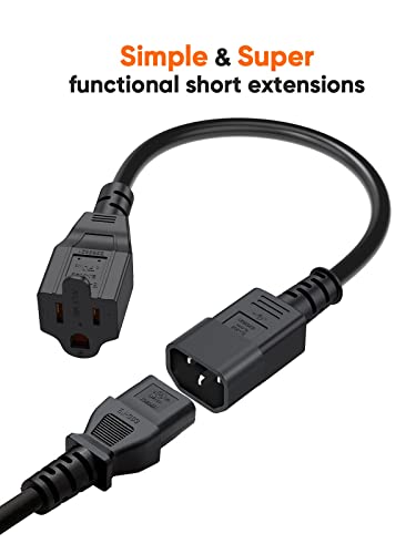 Image of CableCreation 5-Pack 1-Foot NEMA 5-15R to IEC 320 C14 Power Cords, 0.3 M