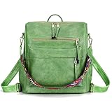 ZOCILOR Women's Fashion Backpack Purse Multipurpose Design Convertible Satchel Handbags and Shoulder Bag PU Leather Travel bag (Light Green)