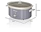 Swan Retro SF17031GRN Slow Cooker 6,5L Abnehmbarer Kochbehälter, PFOA- und PTFE-freier Keramischer Antihaft-Behälter, 3 Temperaturstufen, Glasdeckel, Vintage-Design, Grau, 320W