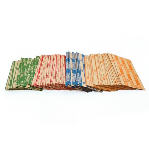 300 Assorted Bundle Flat Striped Coin Wrappers, 75 of Each