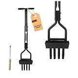 Dönges Rasenlüfter manuell - 4 Zinken aus Stahl + Kernsammelrahmen - Hand-Aerifizierer für Moosreduzierung & bessere Nährstoffaufnahme - 99cm