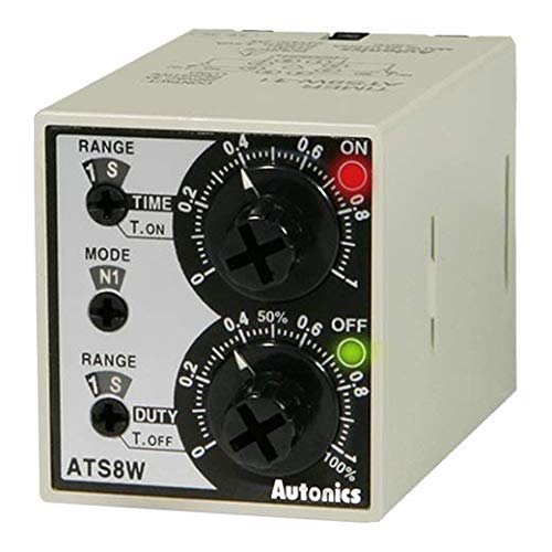 ATS8W-11, Twin Timer, 6-Mode, Multi-Range(0.1 Sec-10Hours), DPDT(2c) or 2 SPDT, 12VDC, 8Pin, (Socket req'd)