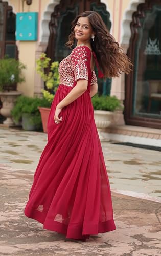 Image of Fashion Basket Georgette Embroidered Anarkali Gown for Women