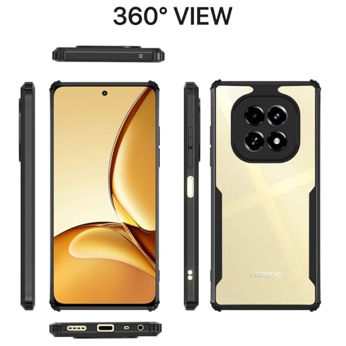 Image of Pikkme Crystal Clear Transparent Back Cover | Ultra Hyrbid | Full Camera Protection | Raised Edge | Bumper Case for Realme C63 5G (Black)