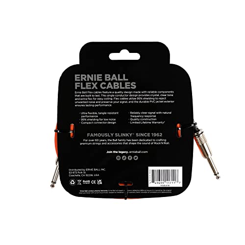 Image of Ernie ball 6416 10FT Flex 1 /4 inch TS Male Straight to Same Instrument Cable Orange