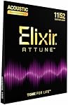 Elixir Strings, ATTUNE Chaînes de guitare acoustiques, Bronze Phosphore, Crisp à long terme et tonalité claire avec sensation naturelle, 6 Ensemble de cordes, lumière personnalisée 11-52