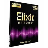 Elixir Strings Attune Phosphore Bronze pour guitare acoustique. Un son net et précis, avec une longévité sonore inégalée et un toucher naturel   Jeu de 6 cordes, Custom Light 11 52