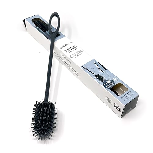 Sanni Shoo Flaschenbürste Silikon Hygienischer abschraubbarer Kopf auskochbar bis 200C Geeignet für Babyflaschen Thermosflaschen Trinkflaschen Karaffen Weingläser BPA & PVC frei Länge 35cm