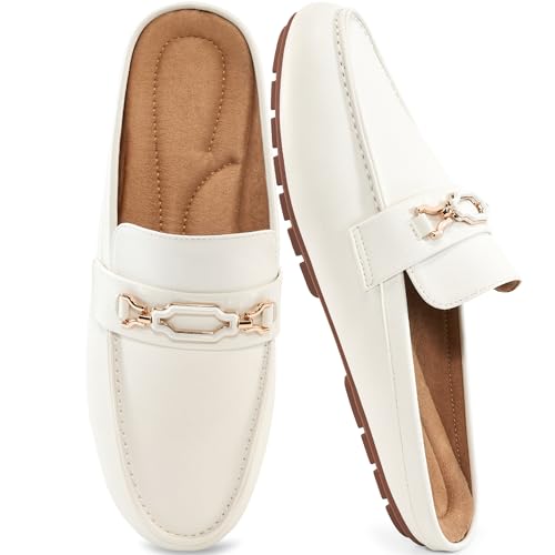 Ablanczoom Mules for Women tbgV[Y:KȃXb|tbgfB[X~[^`F[obNX[t@[rWlXJWAV[Y, zCg, 26.5 cm