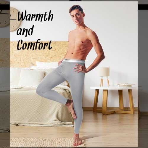 3 Pack Men's Thermal Underwear Pants Fleece Lined Thermal Leggings for Men Base Layer Bottoms2