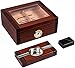 Prestige Import Group Sovereign Two-Tone Beveled Glass Top Cigar Humidor with Matching Ashtray - Holds Up to 50 Capacity