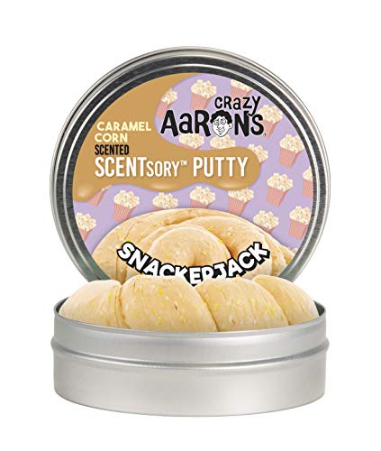 Crazy Aaron's SCENTsory Scented Thinking Putty, Snackerjack, 2.75" Tin - Carmel Corn Scented Yellow Putty Toy - Stretch, Play and Create - Soft, Fluffy Texture Never Dries Out