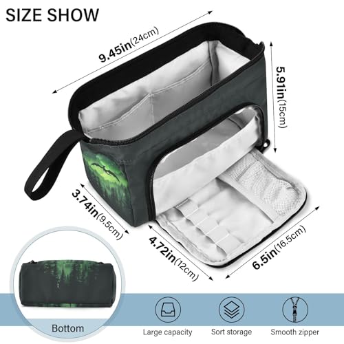 Image of Cool Dragon Green Pencil Bag Pencil Case for Teen Boy Girl, Big Capacity Pen Bag Zipper Pencil Pouch with Handheld Aesthetic Pencil Pouch with Print School Office Pencils Stationery