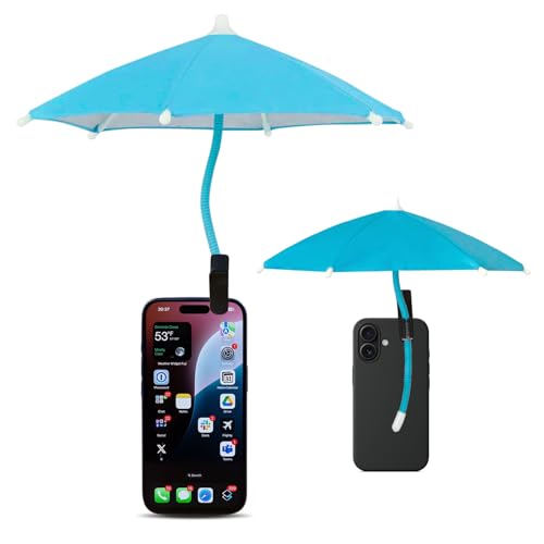 Phone Umbrella - Anti-Glare Sun Shade, Phone Umbrella for Sun iPhone, Clip On umbrella for phone sun shade, Protects from Sunlight and Glare, Outdoor Activities, Universal Fit for All Smartphones (Blue)